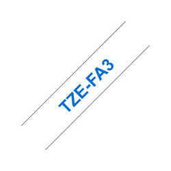 Tape BROTHER TZEFA3 12mm blå på vit