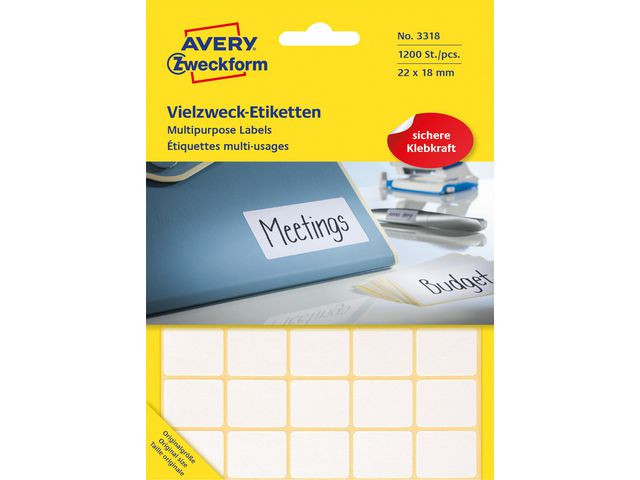 Etikett AVERY handskriv 18x22mm 1200/fp