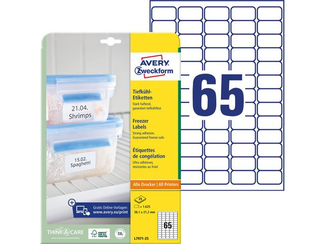 Etikett AVERY Freezer 38,1x21,2 1625/fp