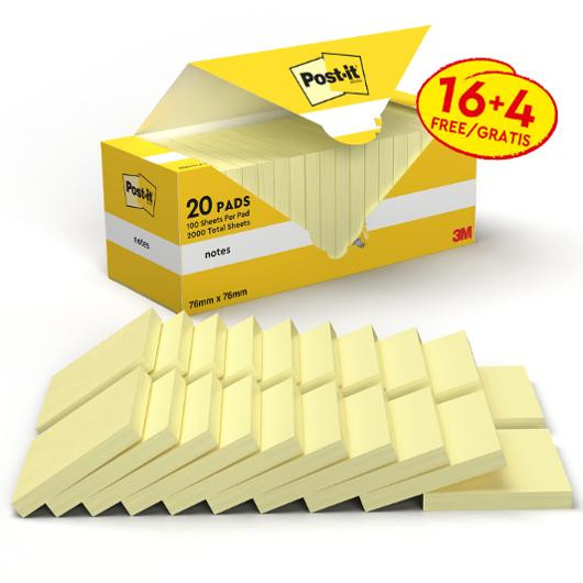 Notes POST-IT Värdepack 76x76mm gu 20/fp