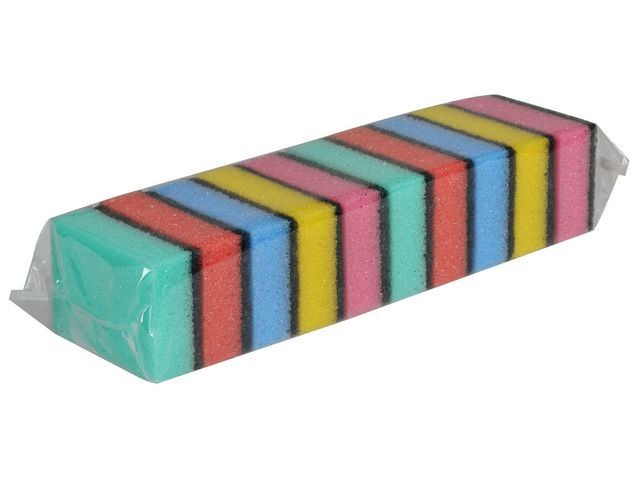 Rengöringssvamp 9x6cm flerfärgad 10/fp