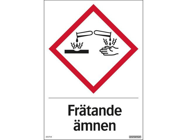 Skylt Frätande ämnen 210x297mm