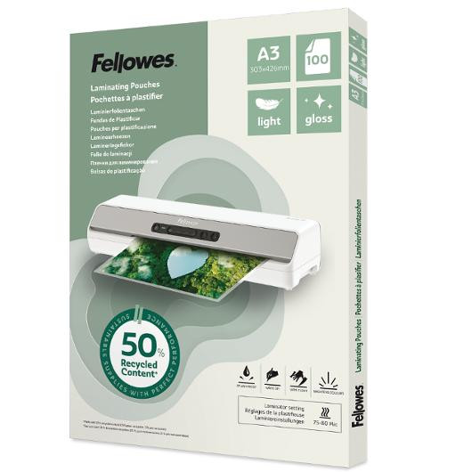 Laminat FELLOWES A3 75-80mic klar 100/fp