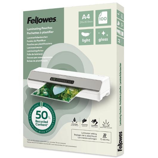 Laminat FELLOWES A4 75-80mic klar 100/fp