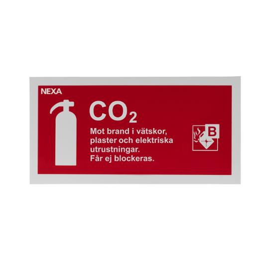 Skylt Koldioxidsläckare