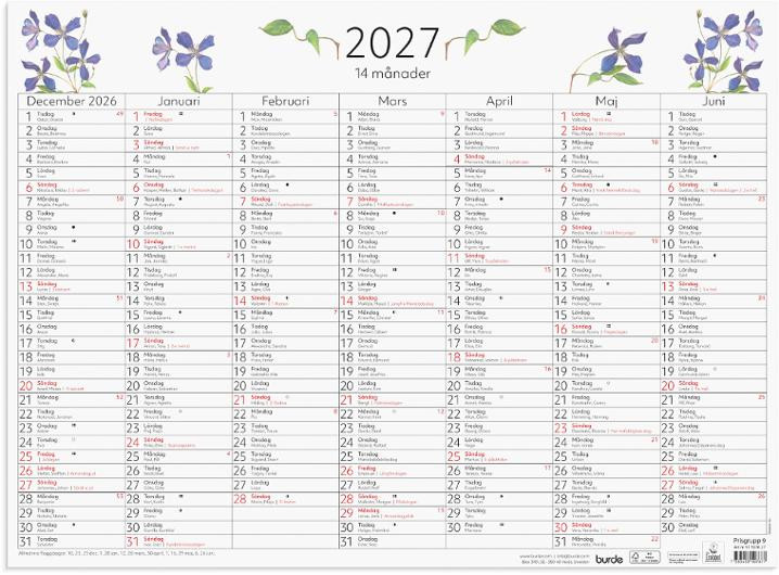 Väggblad 14-månader 2027