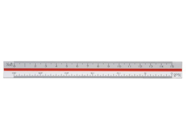 Skallinjal 15cm 1:100:200:300:400:500