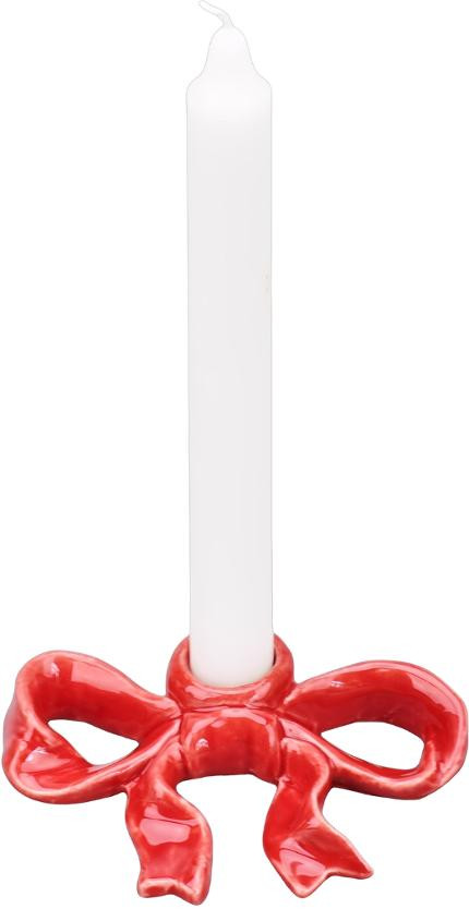 Ljusstake FESTIVE Rosett 12cm röd