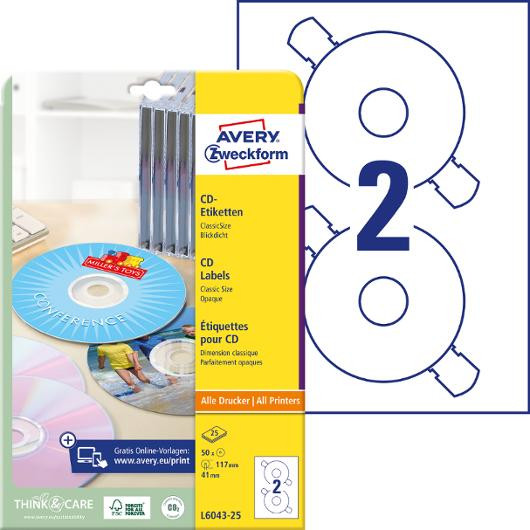 Etikett AVERY Classic size CD 50/fp