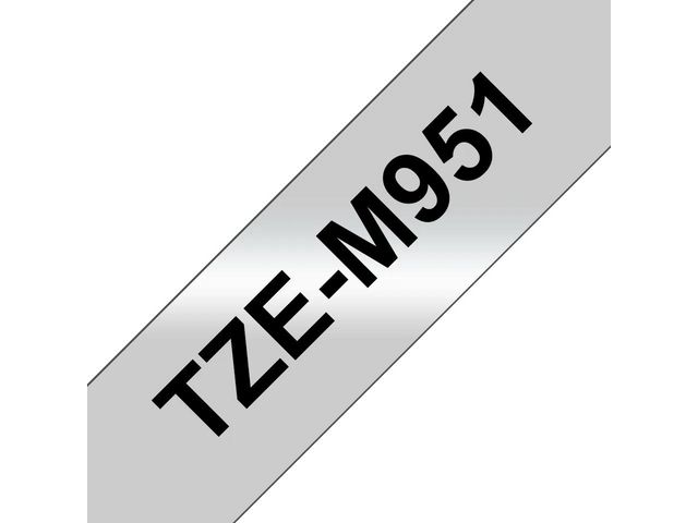 Tape BROTHER TZEM951 24mm svart på silv.
