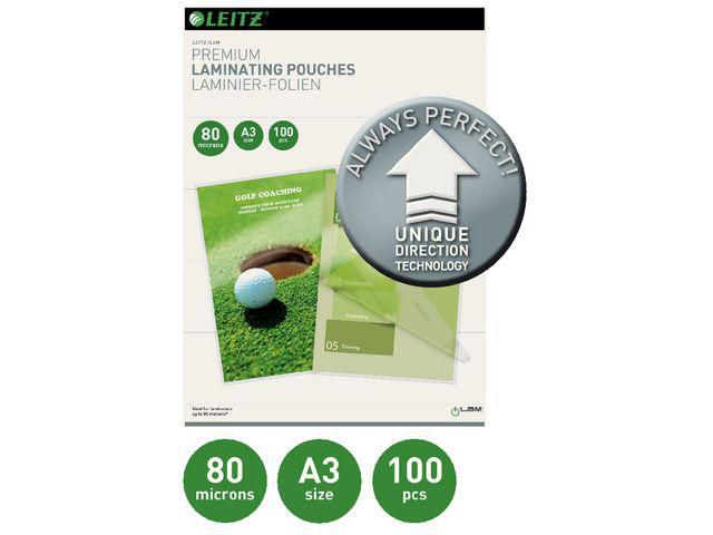 Laminat LEITZ UDT A3 80mic klar 100/fp
