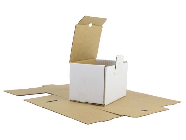 Självlåsande låda 200x140x95mm vit ES28