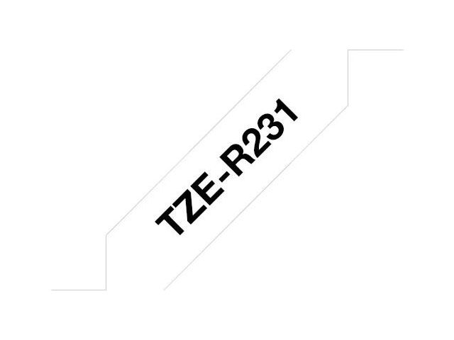 Tape BROTHER TZER231 12mm svart på vit