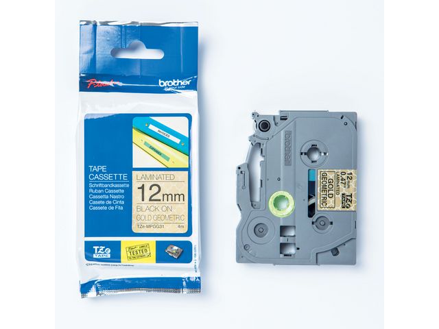 Tape BROTHER TZEMPGG31 12mm svart på gu.