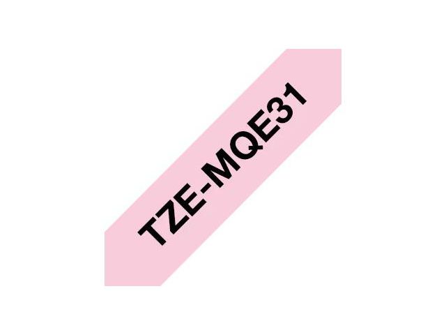 Tape BROTHER TZEMQE31 12mm svart på rosa