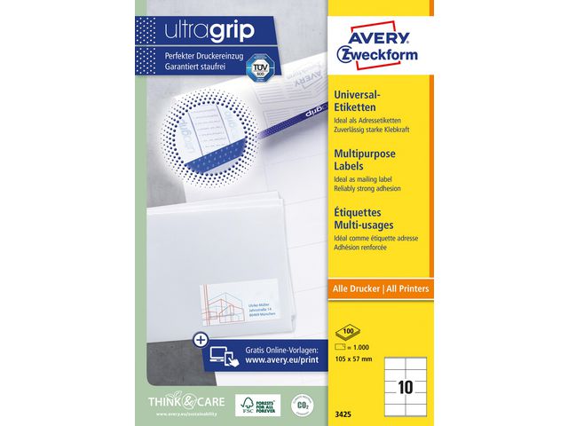 Etikett AVERY 105x57mm 1000/fp