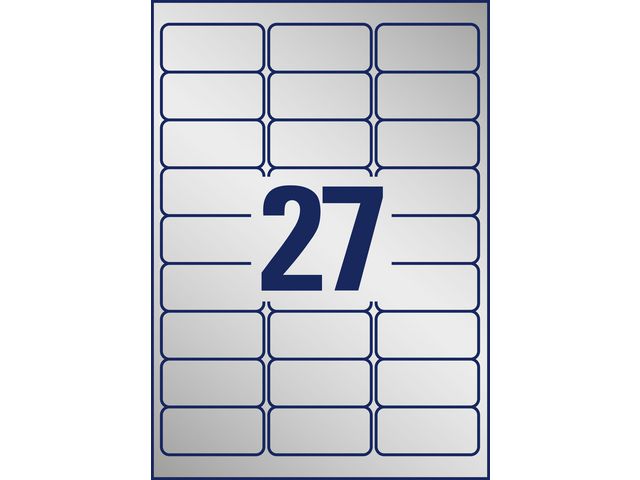 Etikett Slitst 63,5x29,6mm silver 540/fp