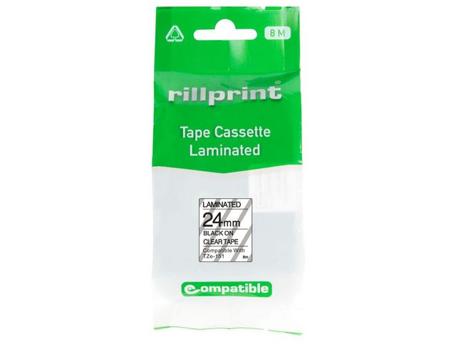 Tape 24mm TZe-151 svart på klar