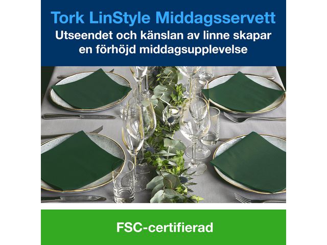 Servett TORK LinStyle Middag grön 50/fp