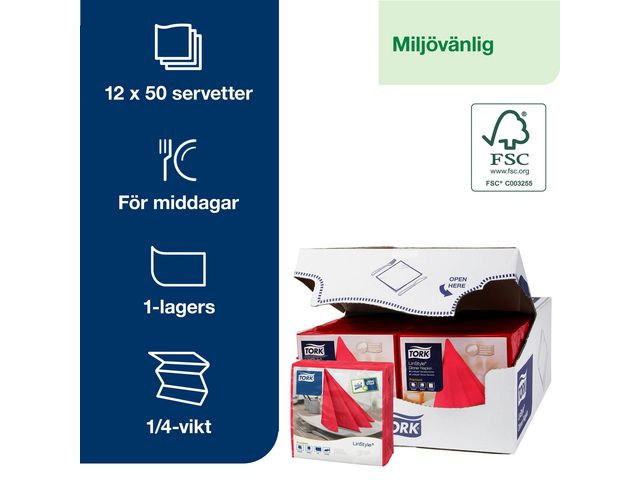 Servett TORK LinStyle Middag röd 50/fp