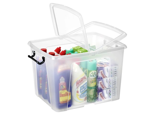 Plastlåda STRATA 40L klar med lock PP