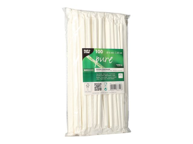 Sugrör PURE papp böjbar singelfp 100/fp