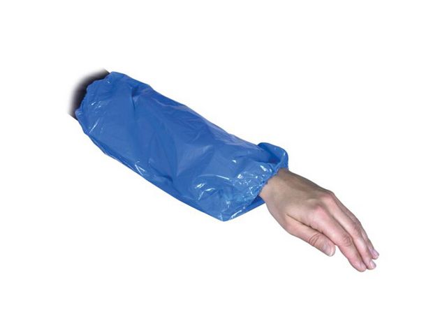 Ärmskydd i LDPE m resår 40cm blå 100/fp