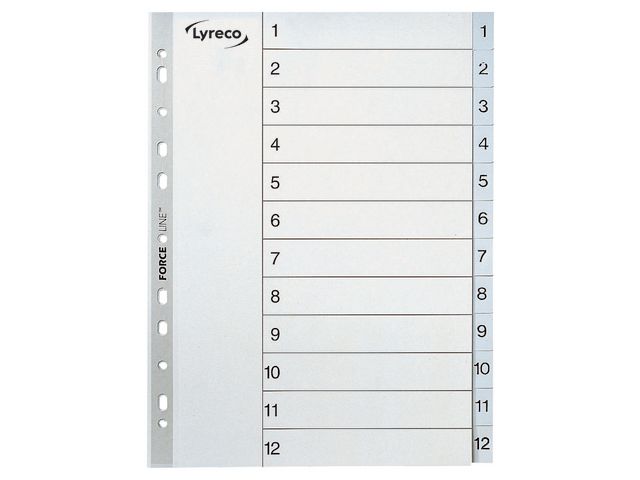 Plastregister LYRECO A4 PP 1-12 grå