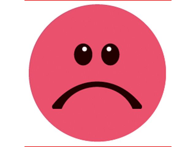 Etikett AVERY unhappy smiley röd 250/fp