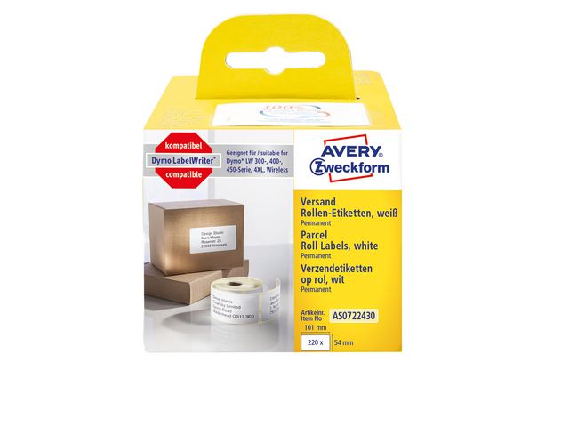 Etikett AVERY på rulle 101x54mm 220/fp