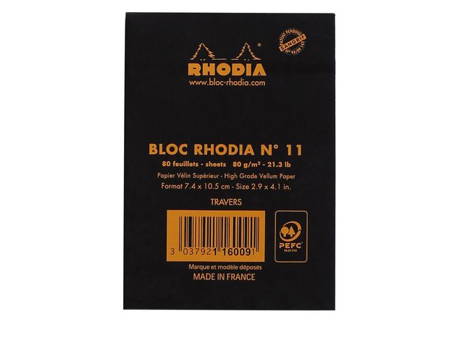Ant.block RHODIA A7 80b linj svart