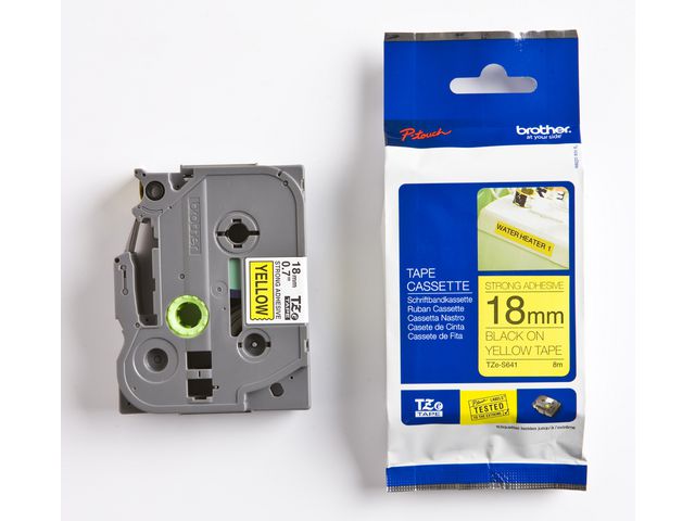 Tape BROTHER TZEFX641 18mm svart på gul