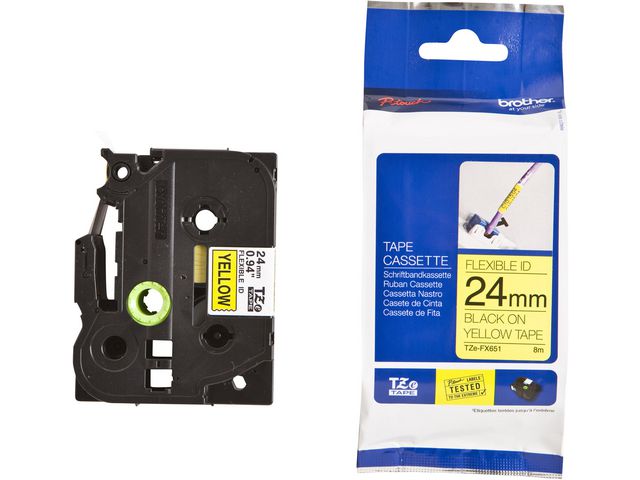 Tape BROTHER TZEFX651 24mm svart på gul
