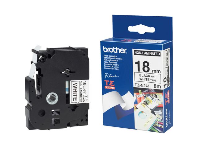 Tape BROTHER TZEN241 18mm svart på vit