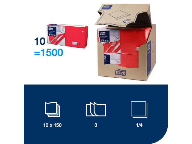 Servett TORK Lunch 3-lags röd 150/fp