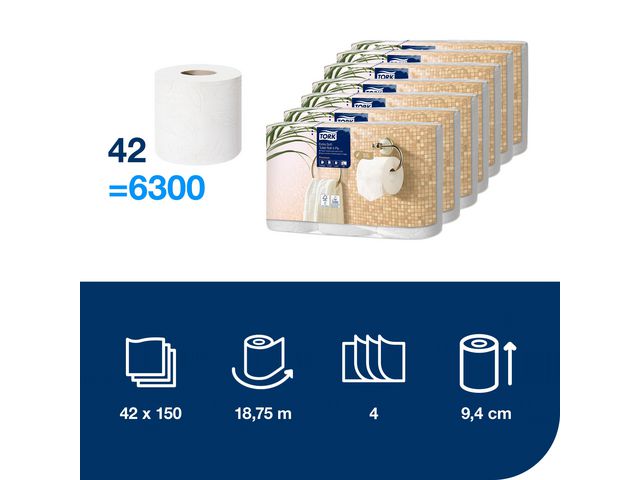 Toalettpapper TORK Pre T4 4-lag 42/krt