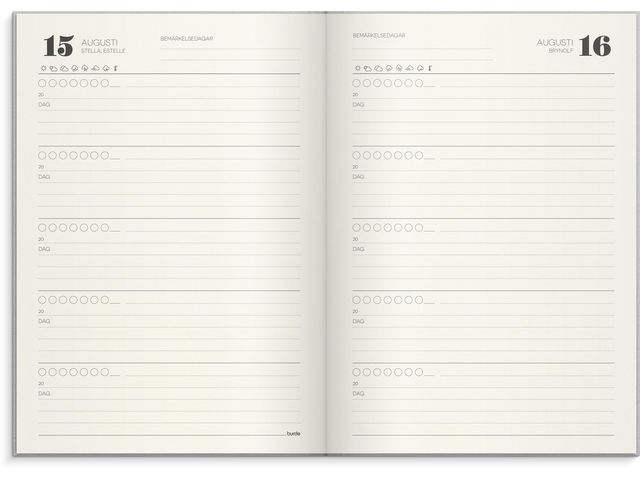 5-årsdagbok ljusgrå linnetextil