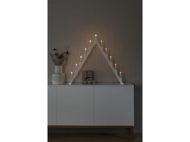 Elljusstake 11 ljus vikbar 86x82 trä vit