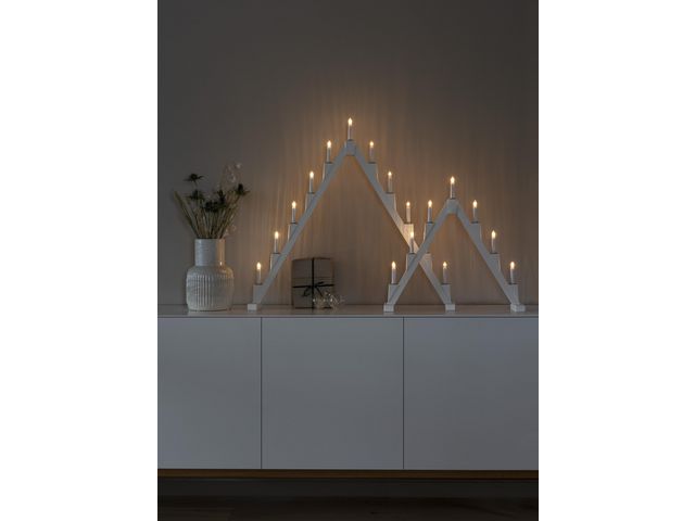 Elljusstake 11 ljus vikbar 86x82 trä vit