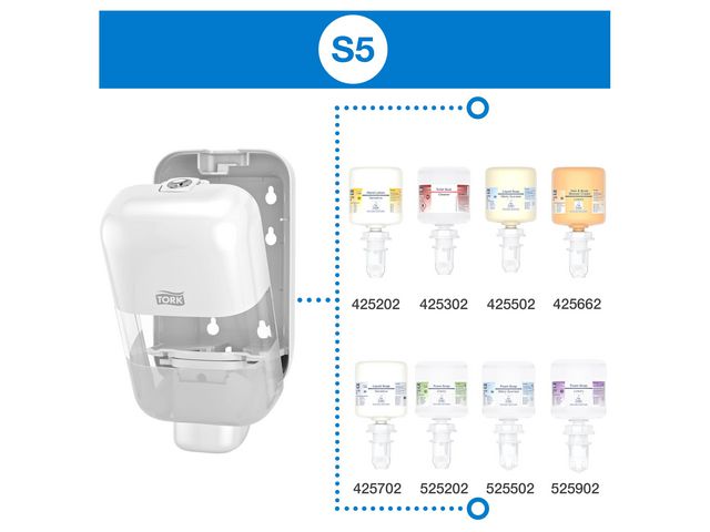 Dispenser TORK S5 tvål/handspr Mini vit