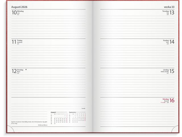 Dagbokskalender 2026 röd