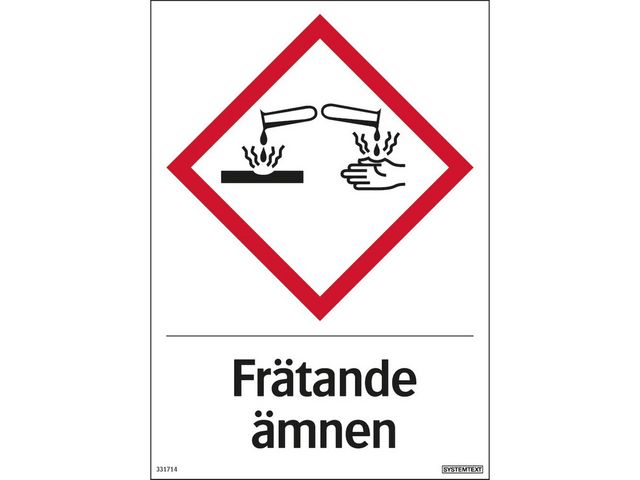 Skylt Frätande ämnen 210x297mm