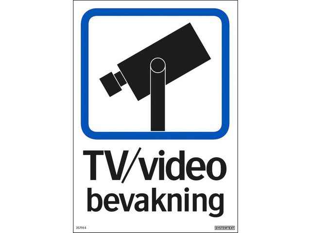 Skylt TV/video bevakning 210x297mm