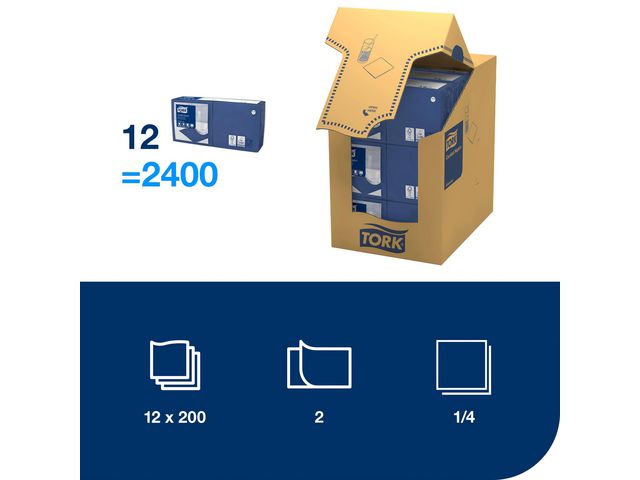 Servett TORK Cocktail 2-lags blå 200/fp
