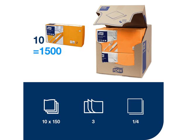 Servett TORK Lunch 3-lags orange 150/fp