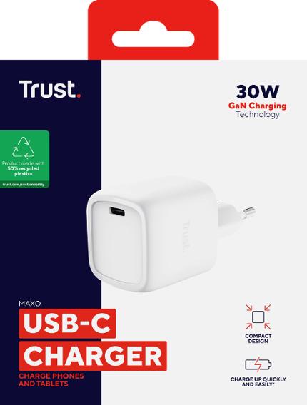Laddare Vägg TRUST MAXO GaN 30W USB-C