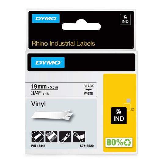 Tape Rhino vinyl 19mm svart på vit