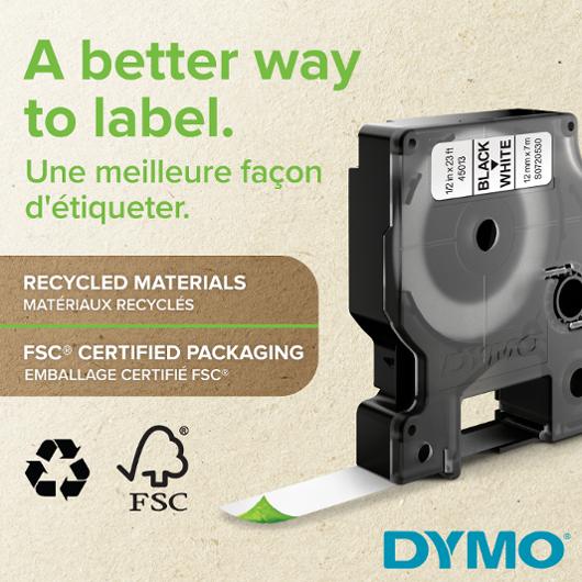 Tape DYMO D1 12mm vit på klar