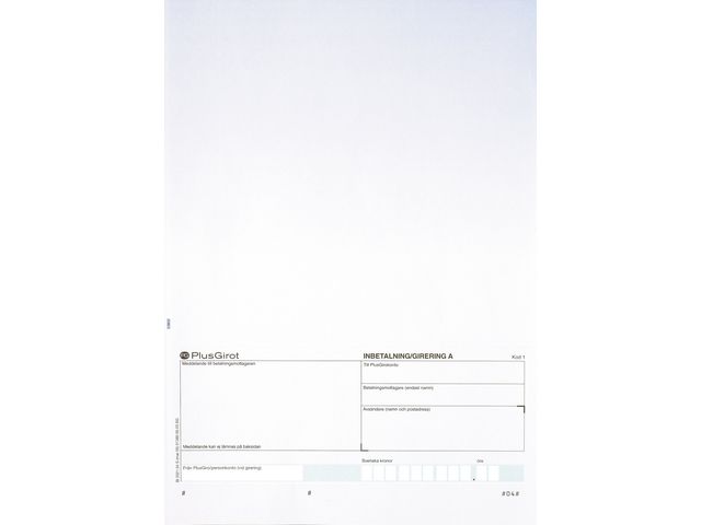 Standardblankett talong Plusgiro 250/fp