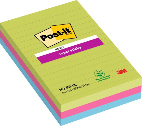 Notes POST-IT SS linj Rainbow 102x152mm